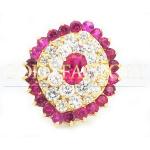 Ruby And CZ Cluster Heart-Shaped Gold Ring