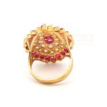 Ruby And CZ Cluster Heart-Shaped Gold Ring