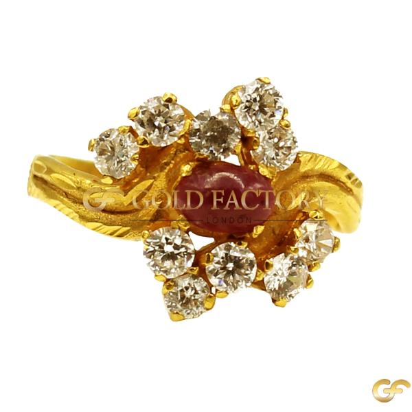 Cluster Pink Oval Ring