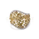 18ct Lattice-Style Yellow And White Diamond Ring